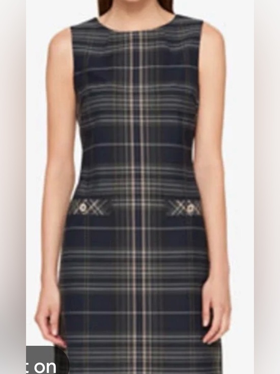 Tommy Hilfiger Dresses & Skirts - Tommy Hilfiger Navy and Gray Plaid Midi Sheath Dress